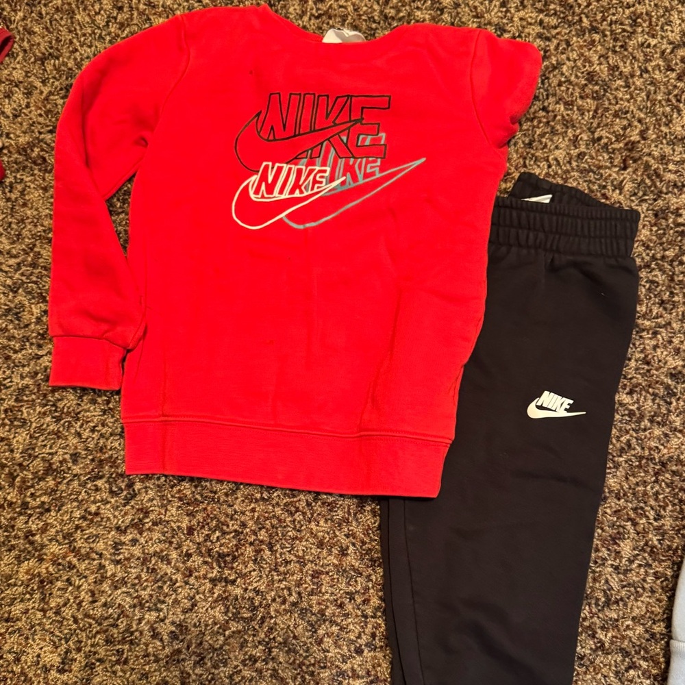 Nike Kids Red Sweatshirt and Black Joggers